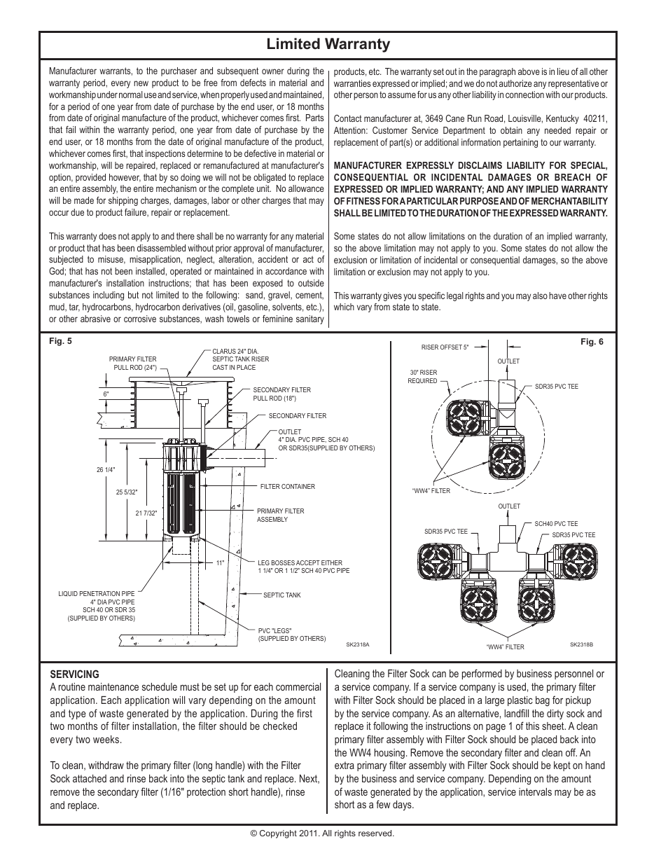 Limited warranty | Clarus Environmental WW4 Filter Sock User Manual | Page 2 / 2