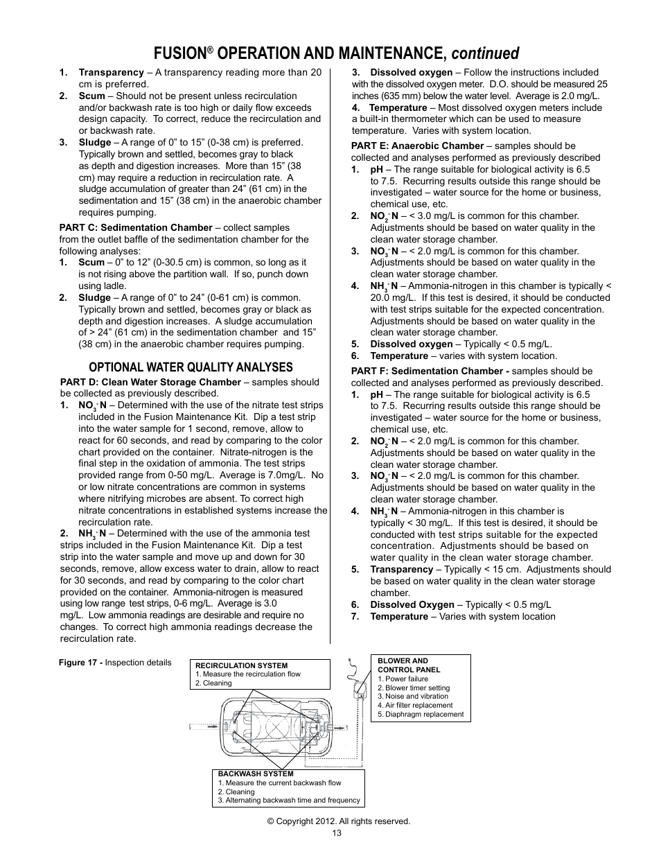 Pr el im in a ry, Fusion, Operation and maintenance, continued | Clarus Environmental Fusion Series Treatment Systems 450/600/800 User Manual | Page 13 / 20