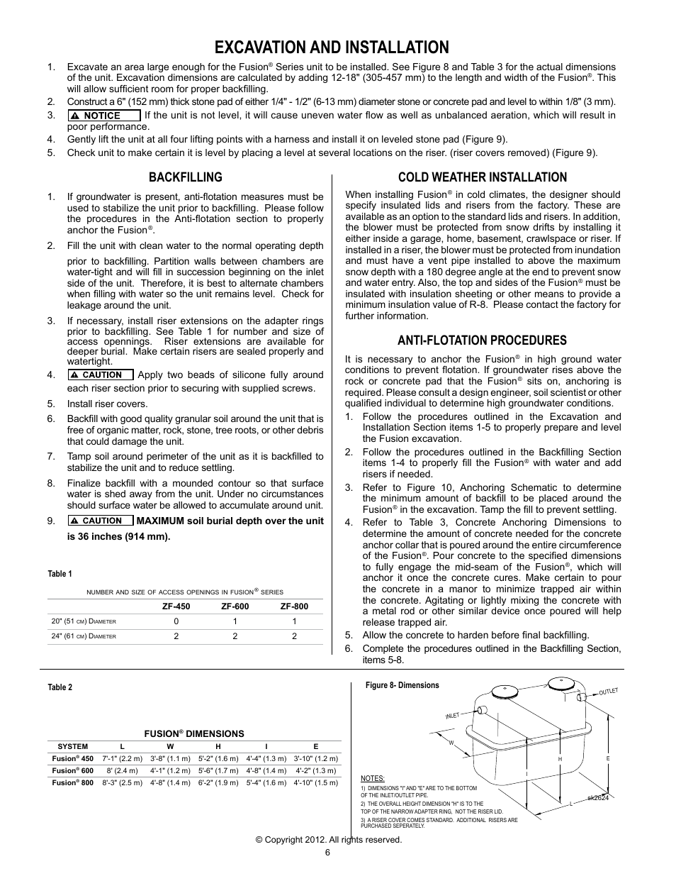 Pr el im in a ry, Excavation and installation | Clarus Environmental Fusion Series Treatment Systems 450/600/800 User Manual | Page 6 / 20