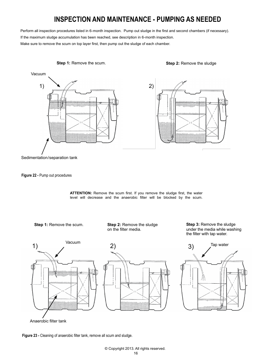 Inspection and maintenance - pumping as needed | Clarus Environmental Fusion Series Treatment Systems 2800/3200/3600/4000 User Manual | Page 16 / 20