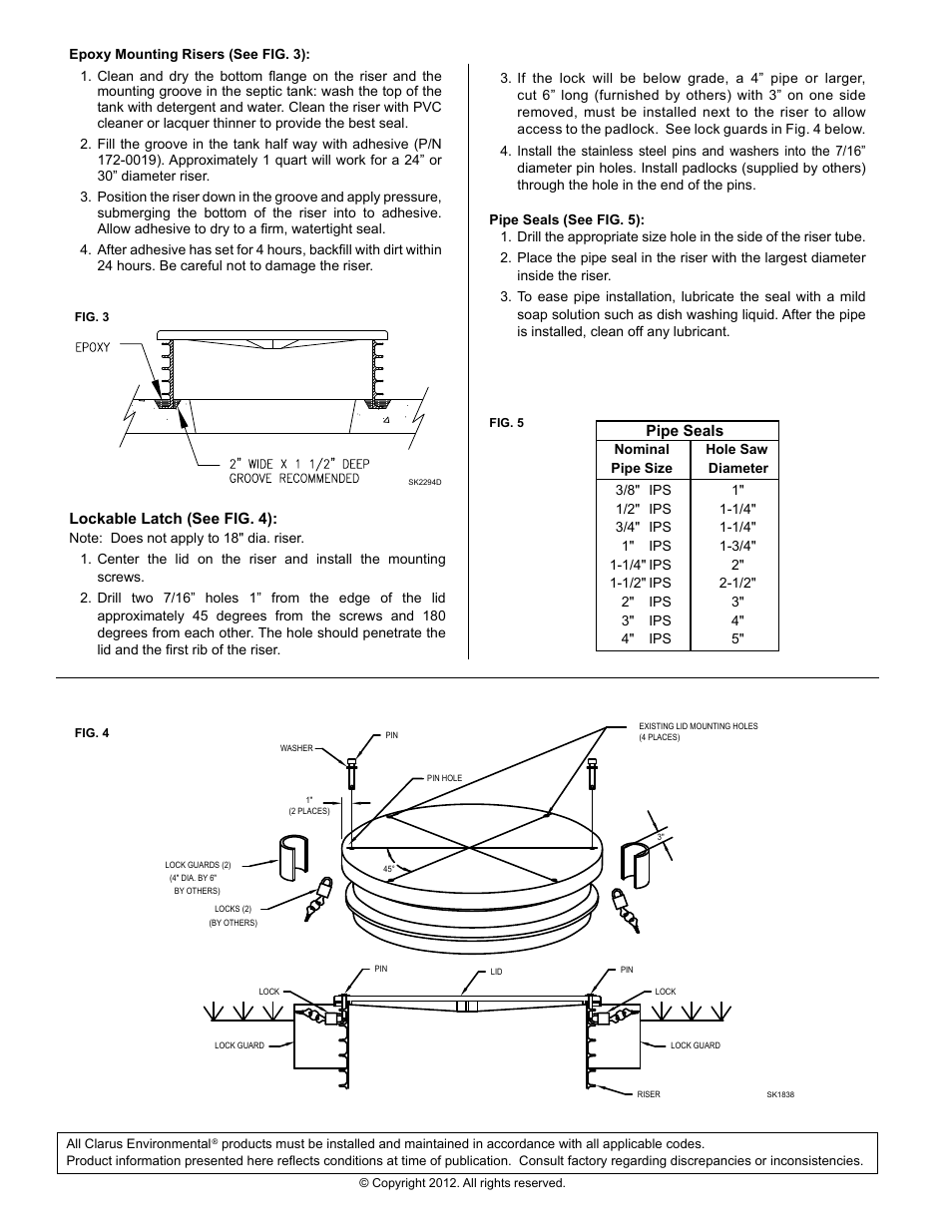Clarus Environmental Standard Riser Systems User Manual | Page 2 / 2