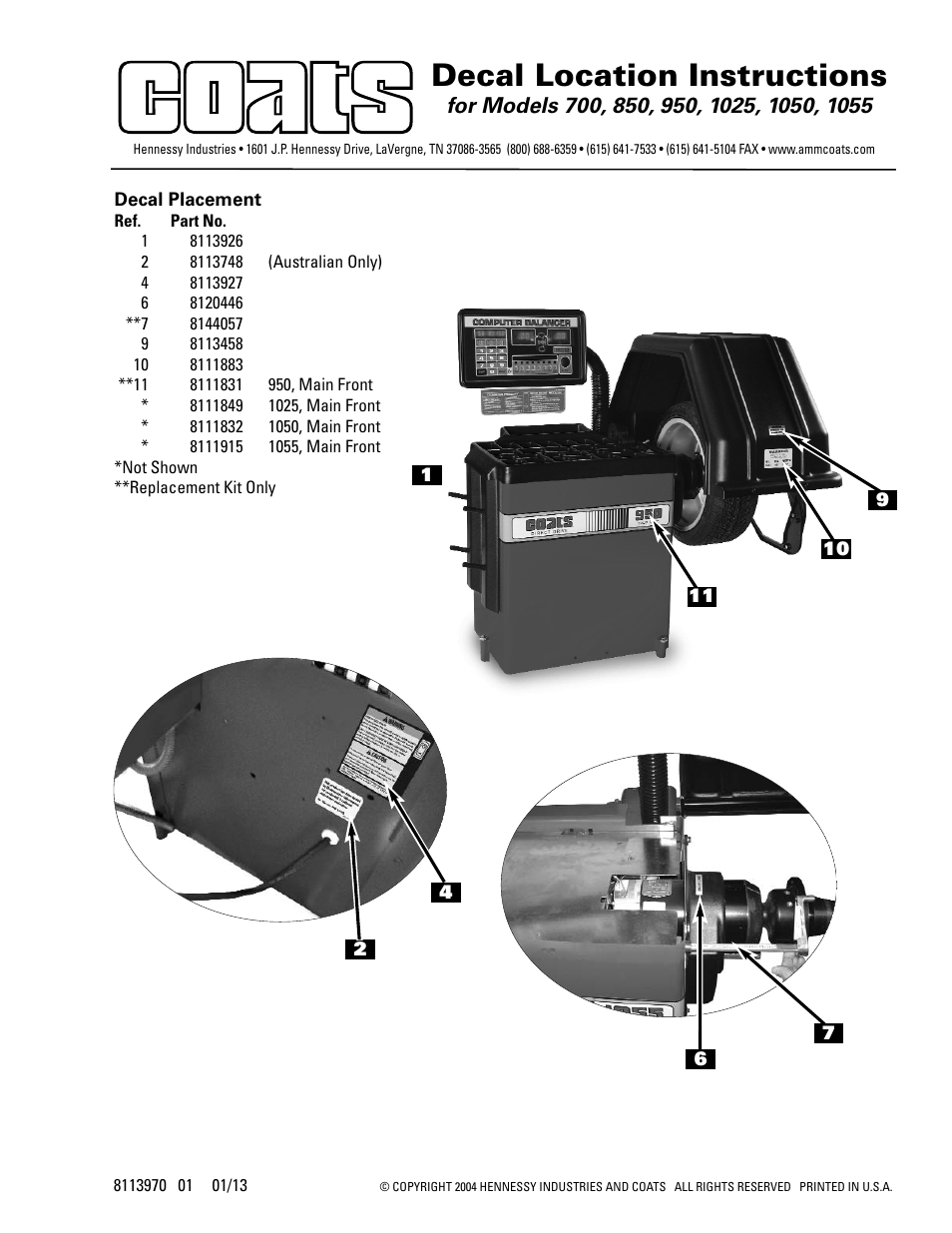 COATS 1055 Decal Location User Manual | 1 page