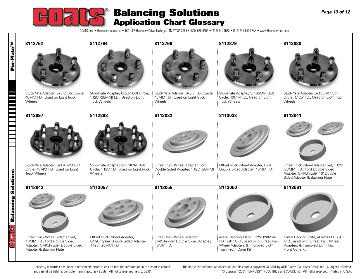 Balancing solutions, Application chart glossary | COATS Application Chart, Balancing Solutions User Manual | Page 10 / 12