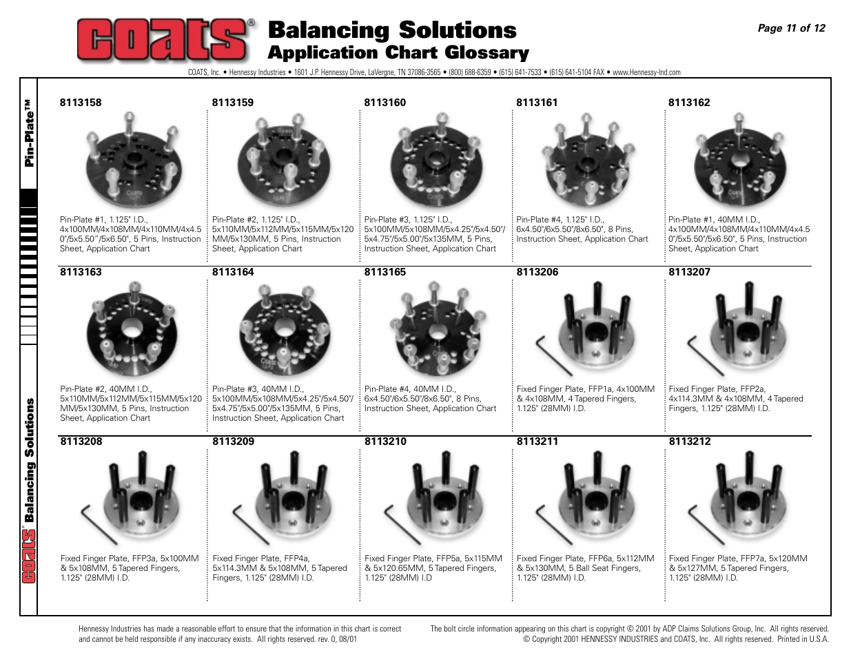 Balancing solutions, Application chart glossary | COATS Application Chart, Balancing Solutions User Manual | Page 11 / 12