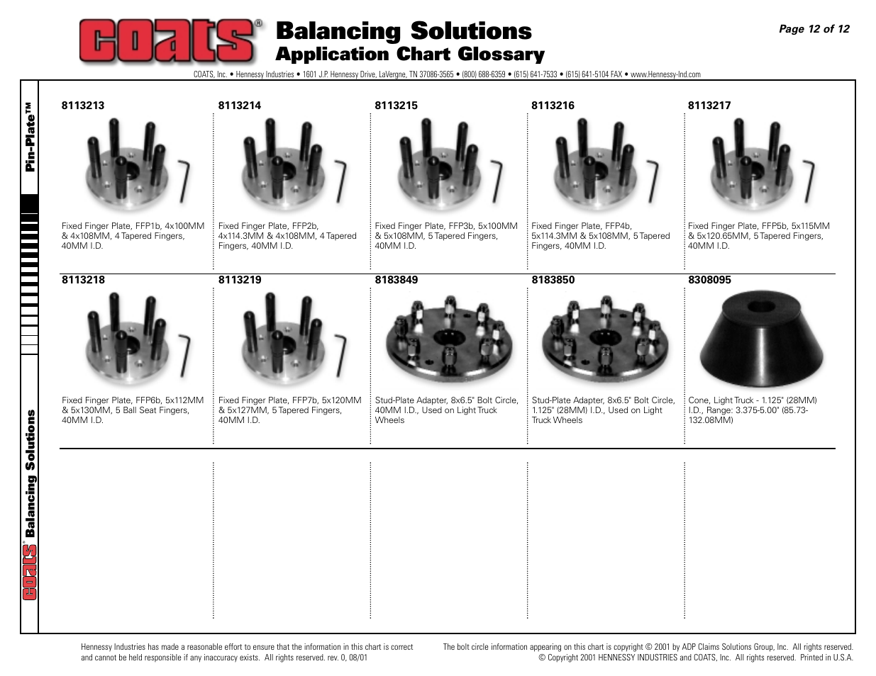 Balancing solutions, Application chart glossary | COATS Application Chart, Balancing Solutions User Manual | Page 12 / 12