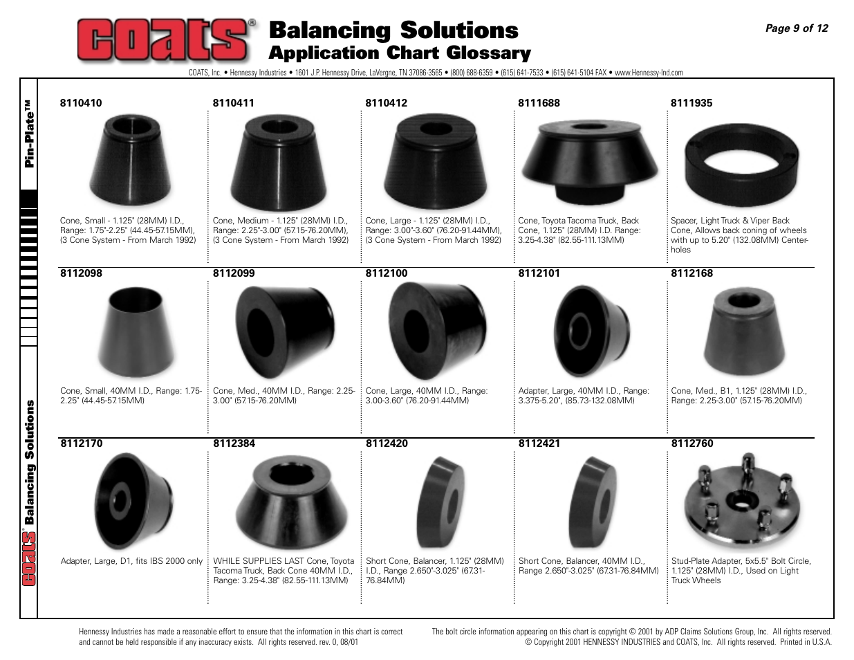 Balancing solutions, Application chart glossary | COATS Application Chart, Balancing Solutions User Manual | Page 9 / 12