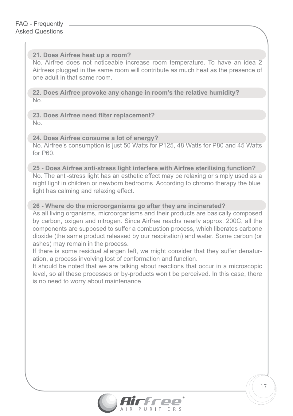 Airfree P60 User Manual | Page 19 / 24