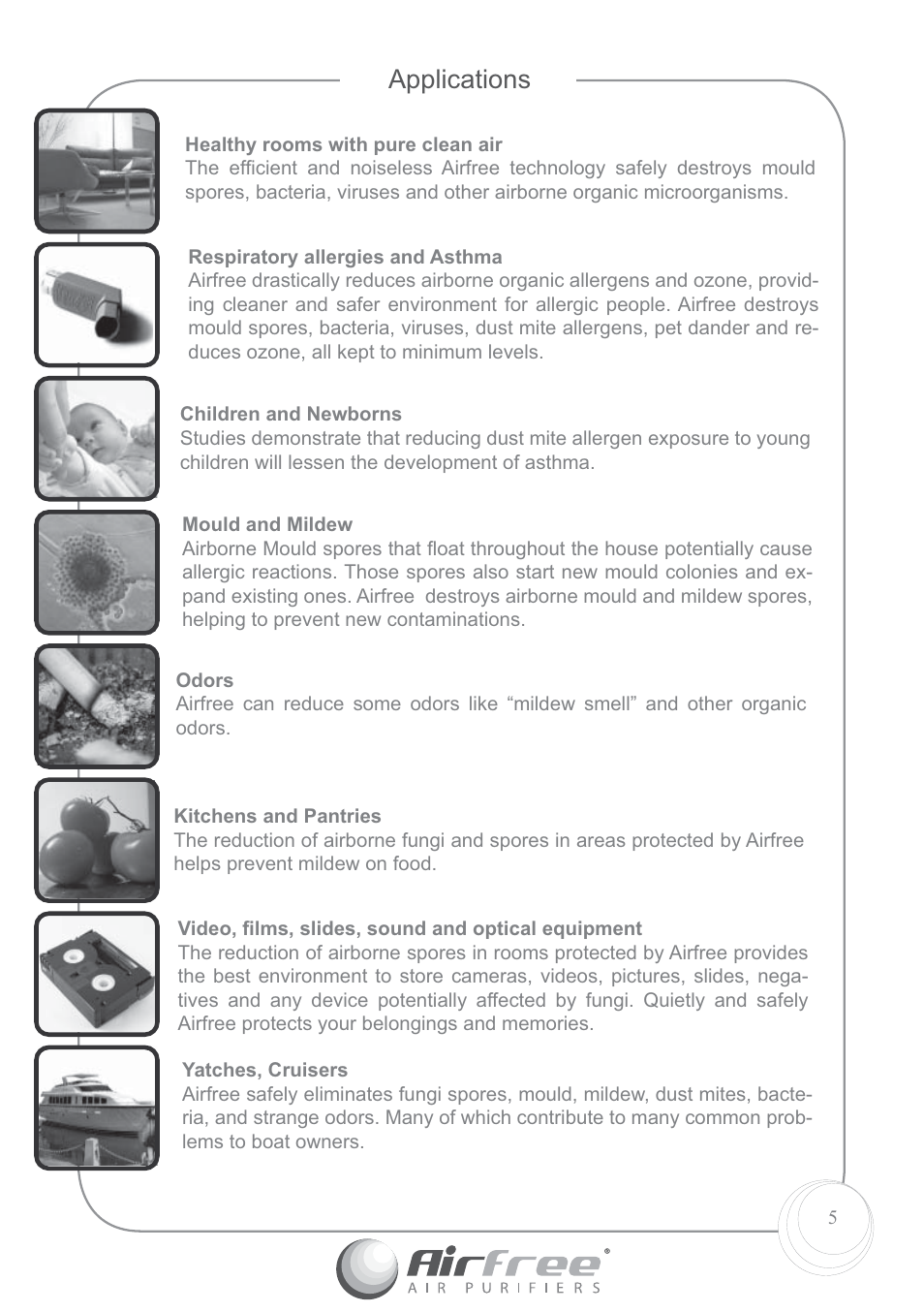 Applications | Airfree P60 User Manual | Page 7 / 24