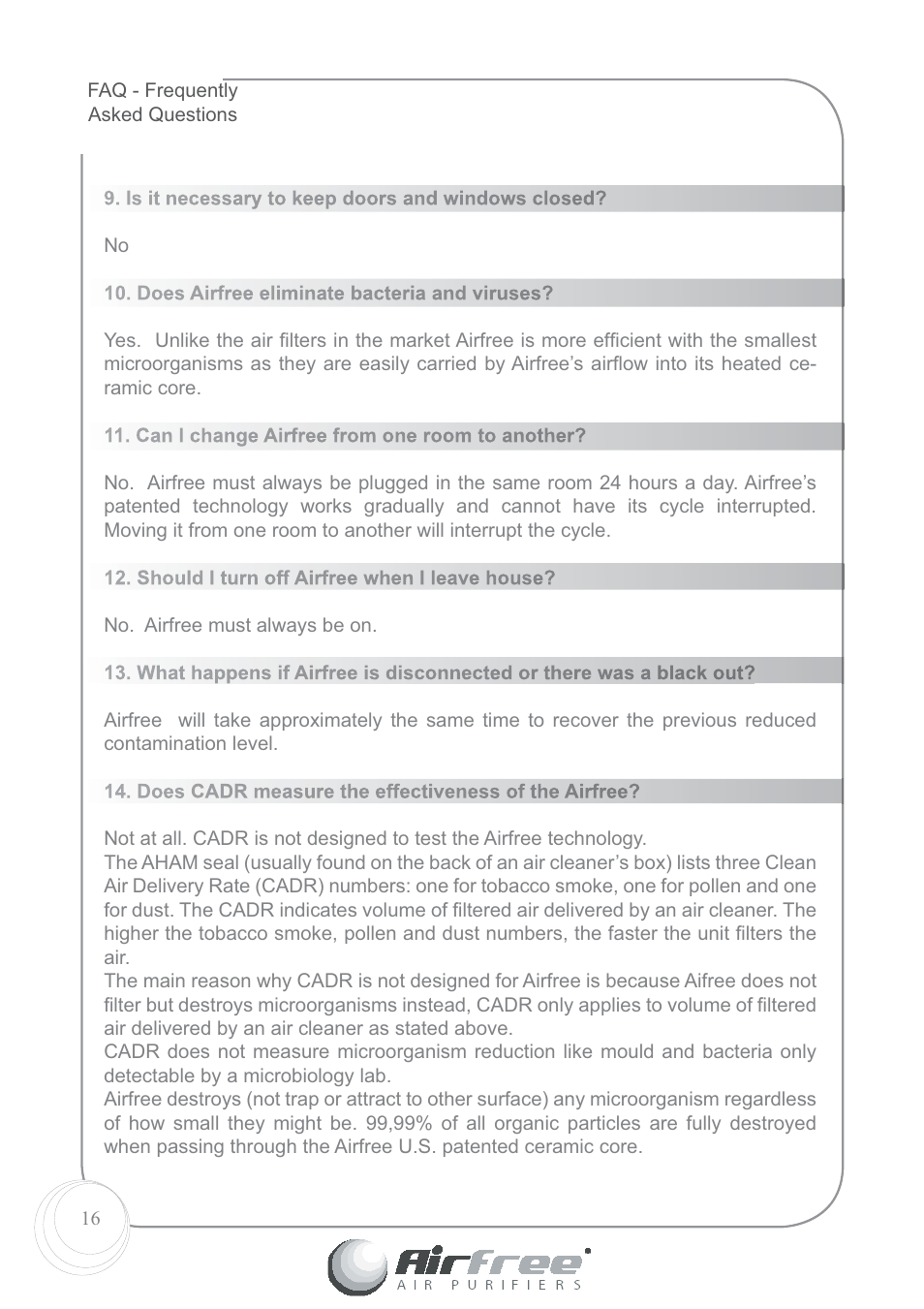 Airfree 60 User Manual | Page 18 / 24