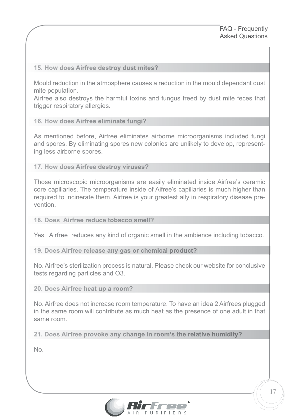 Airfree 60 User Manual | Page 19 / 24