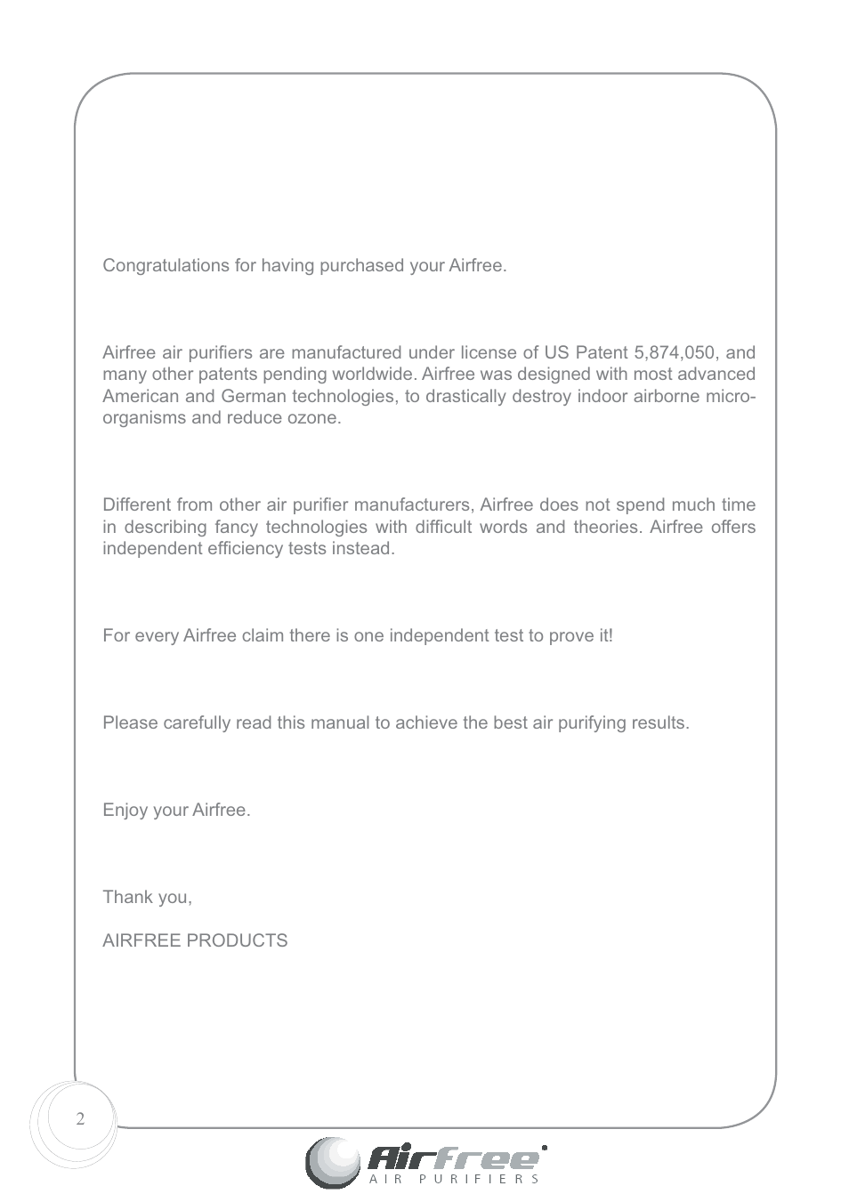 Airfree 60 User Manual | Page 4 / 24