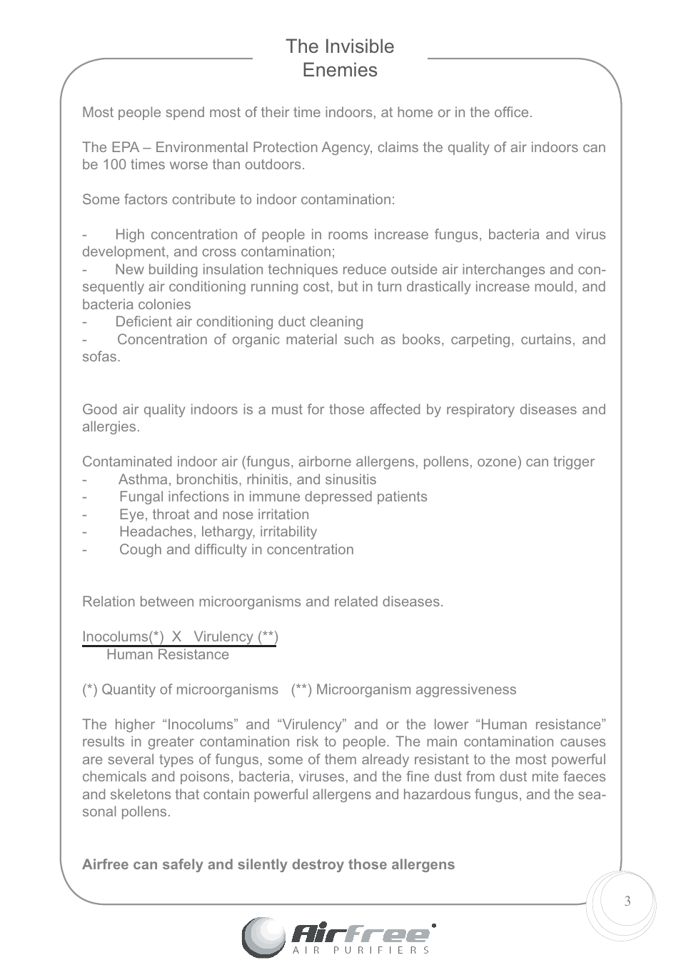 The invisible enemies | Airfree 60 User Manual | Page 5 / 24