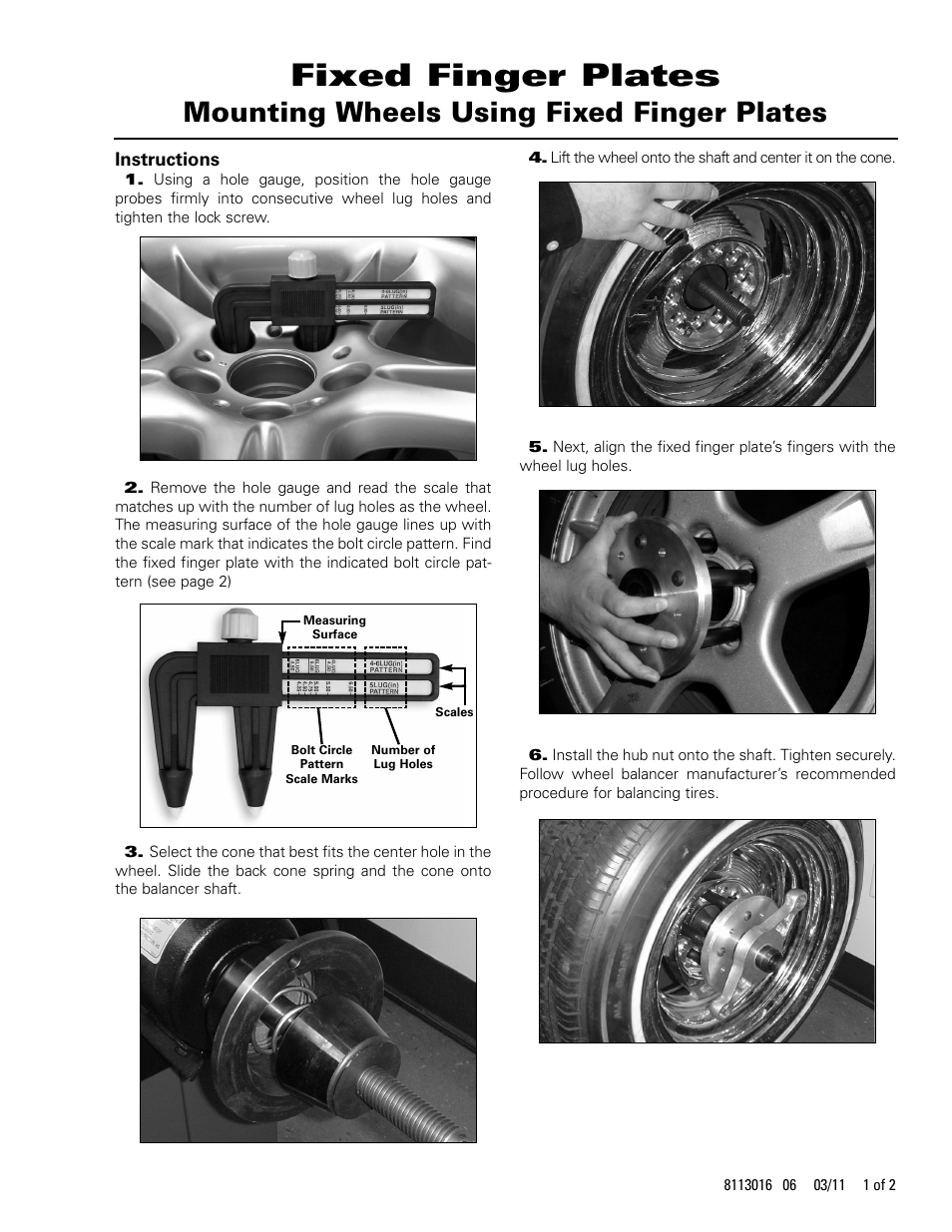 COATS Fixed Finger Plates User Manual | 2 pages