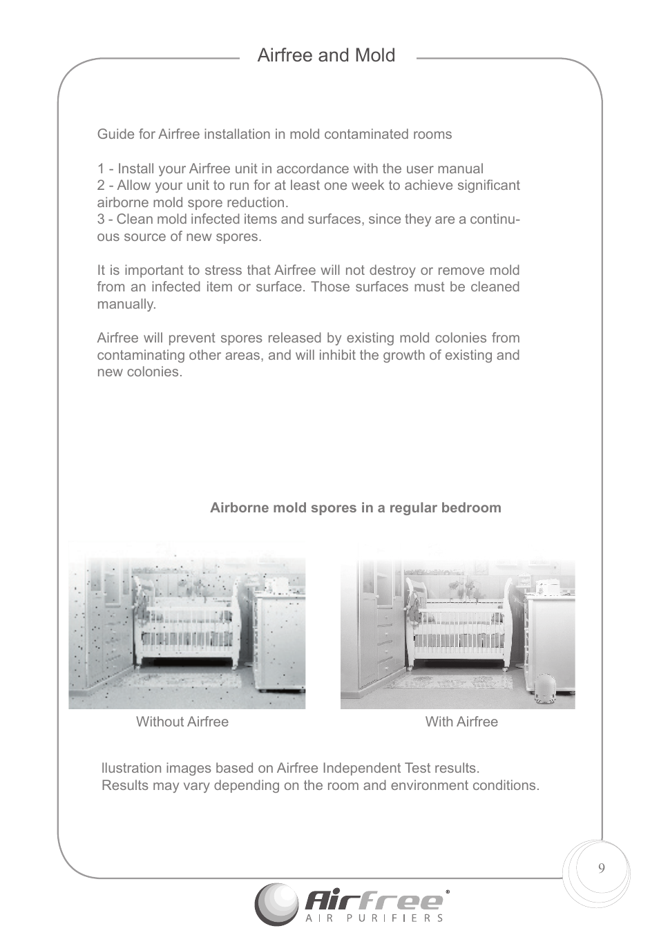 Airfree and mold | Airfree P1000 User Manual | Page 11 / 24