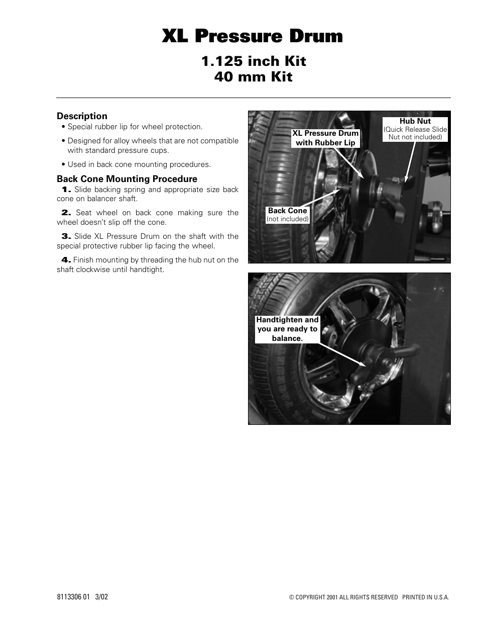 COATS Kit 1.125-inch, Kit 40 mm, XL Pressure Drum User Manual | 1 page