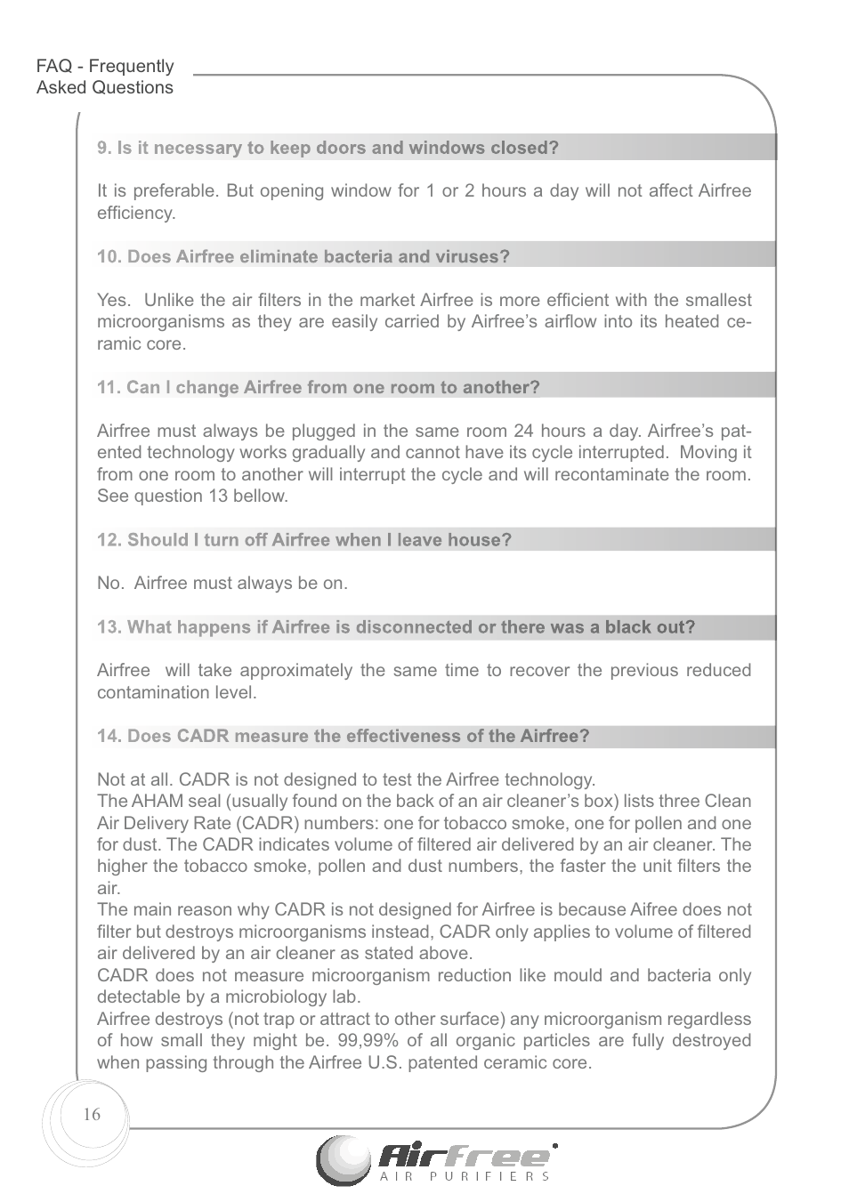 Airfree E60 User Manual | Page 18 / 24