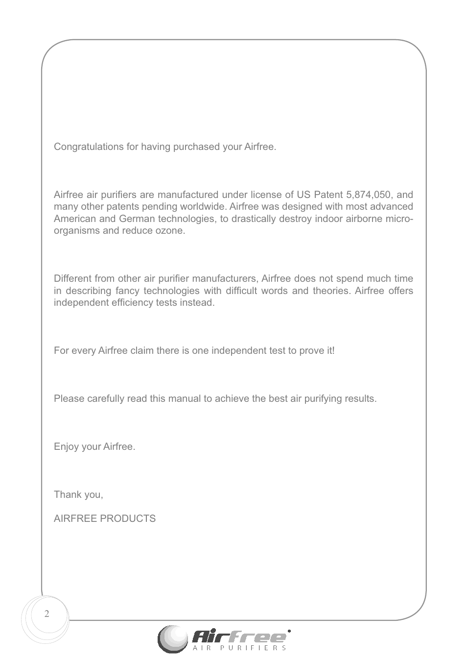 Airfree E60 User Manual | Page 4 / 24