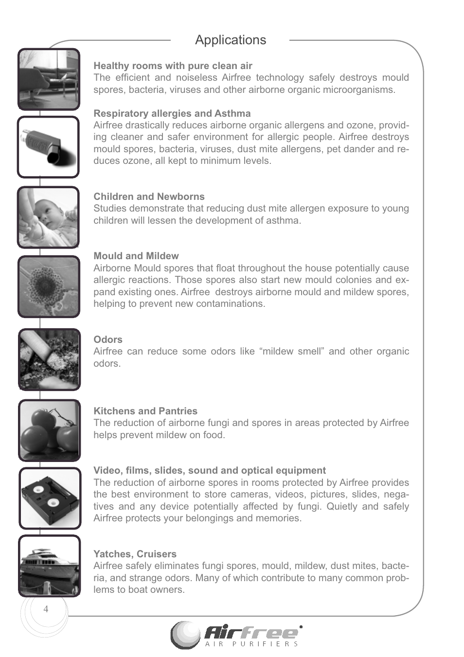 Applications | Airfree E60 User Manual | Page 6 / 24