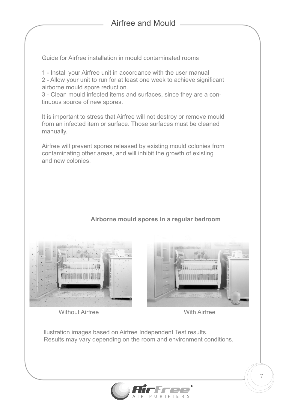 Airfree and mould | Airfree E60 User Manual | Page 9 / 24