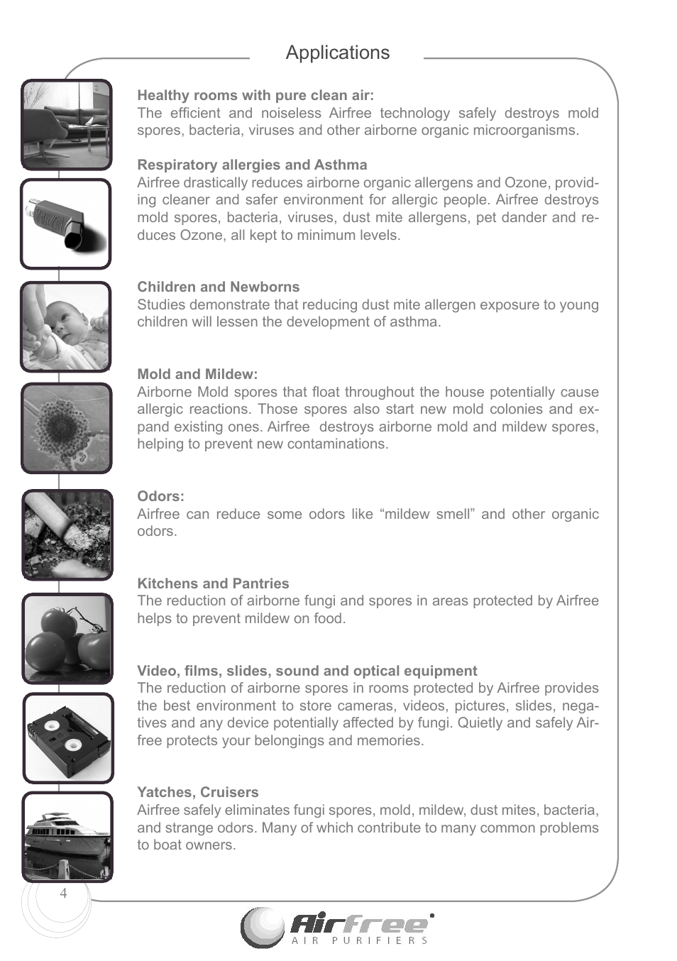 Applications | Airfree Air Purifiers Enviro 60 User Manual | Page 6 / 24