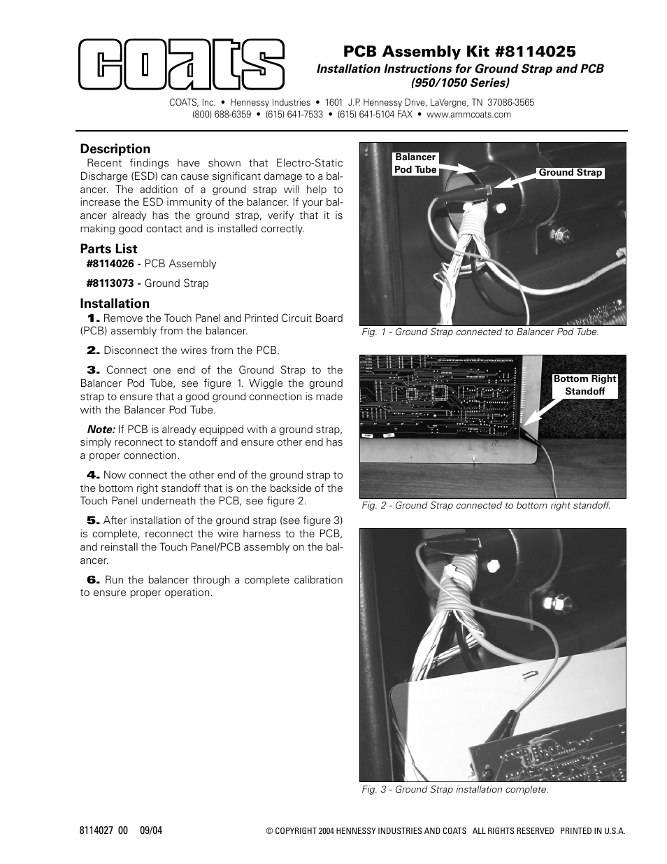 COATS Kit 8114025 PCB Assembly User Manual | 1 page