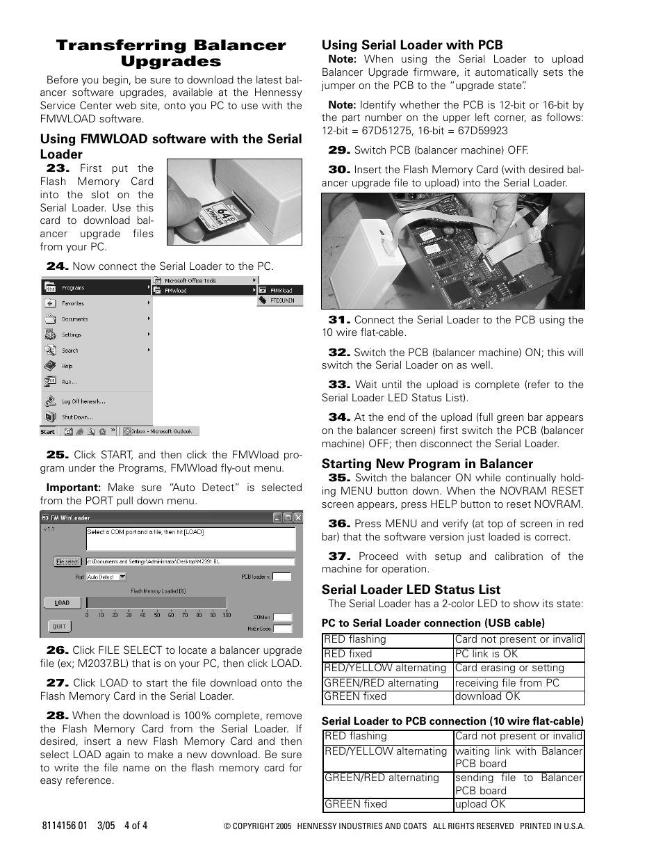 Transferring balancer upgrades | COATS Kit 8114155 Serial Loader User Manual | Page 4 / 4