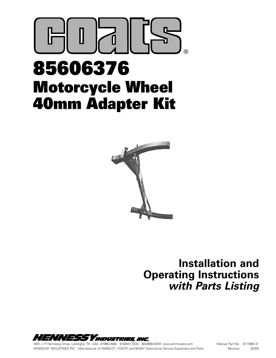 COATS Kit 85606376 Motorcycle Wheel Adapter User Manual | 4 pages