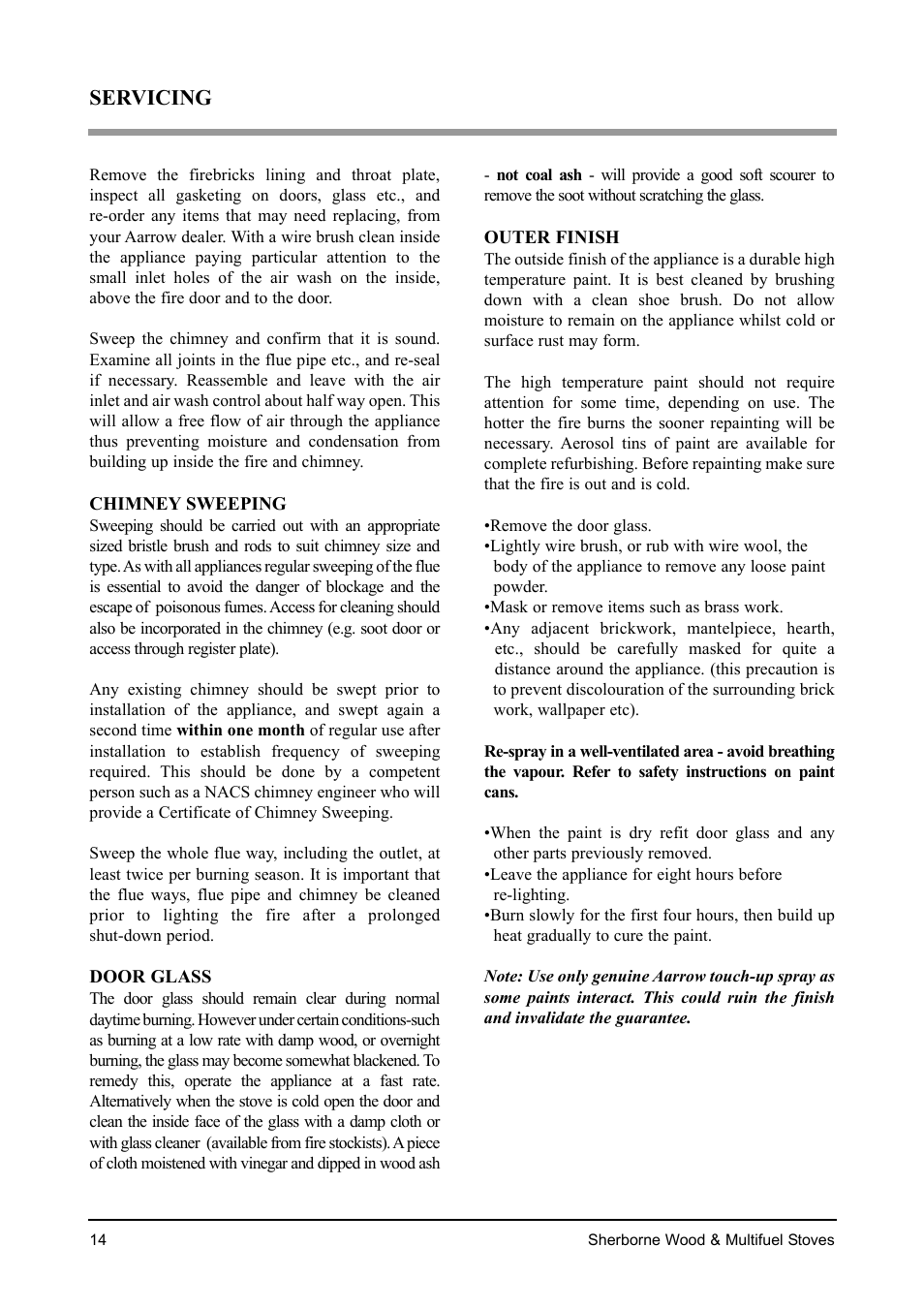 Servicing | Aarrow Fires Sherborne Wood & Multifuel Stoves User Manual | Page 14 / 32