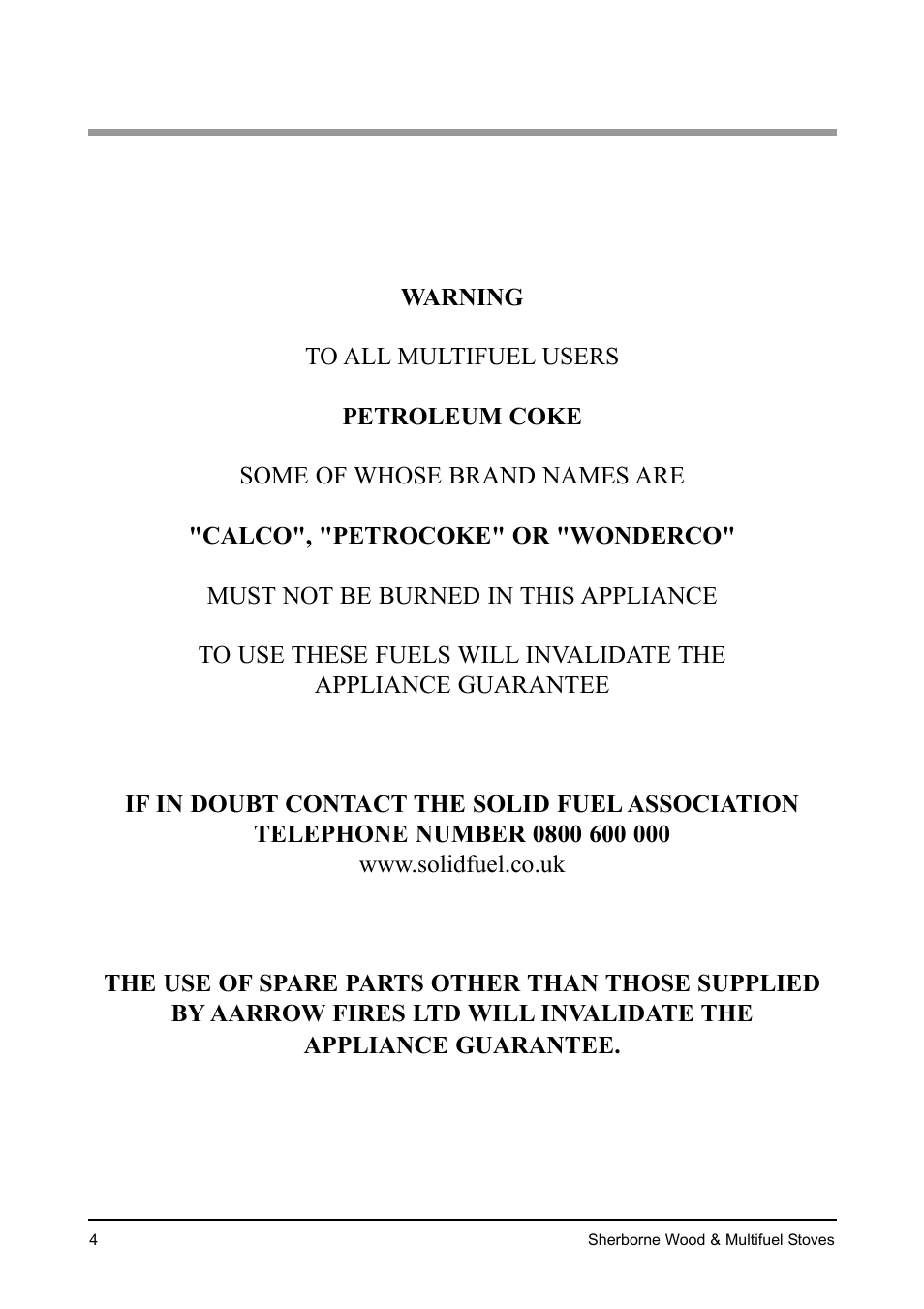 Aarrow Fires Sherborne Wood & Multifuel Stoves User Manual | Page 4 / 32