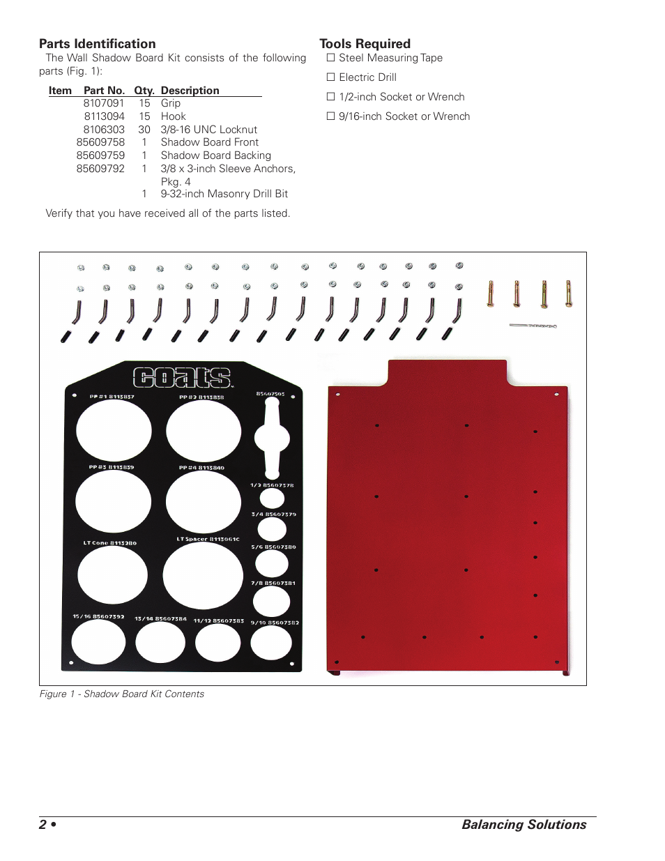 COATS Kit 85609761 Wall Shadow Board User Manual | Page 2 / 4