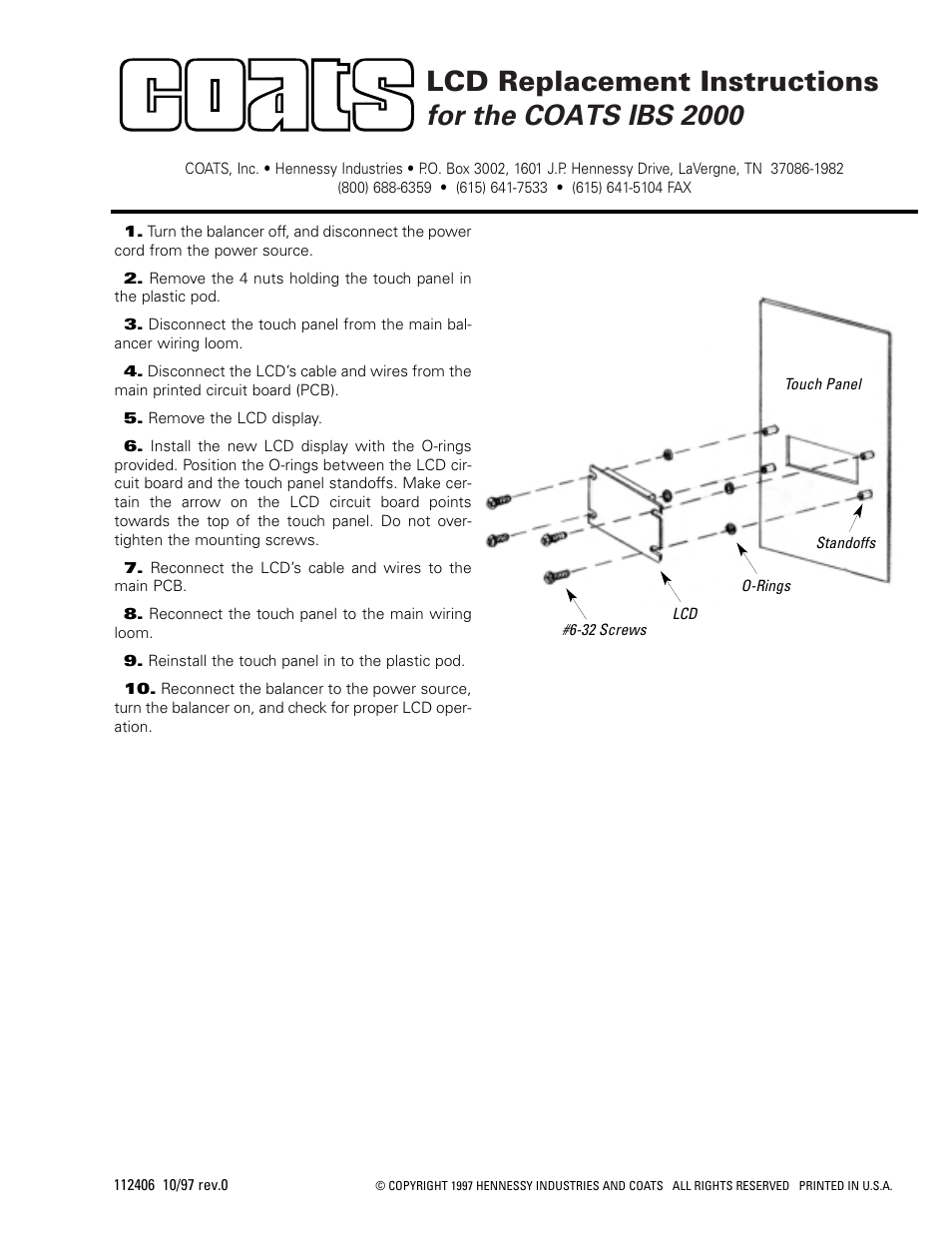 COATS LCD Replacement User Manual | 1 page