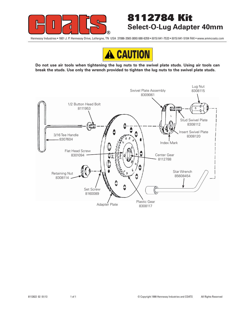 COATS Select-O-Lug User Manual | 1 page