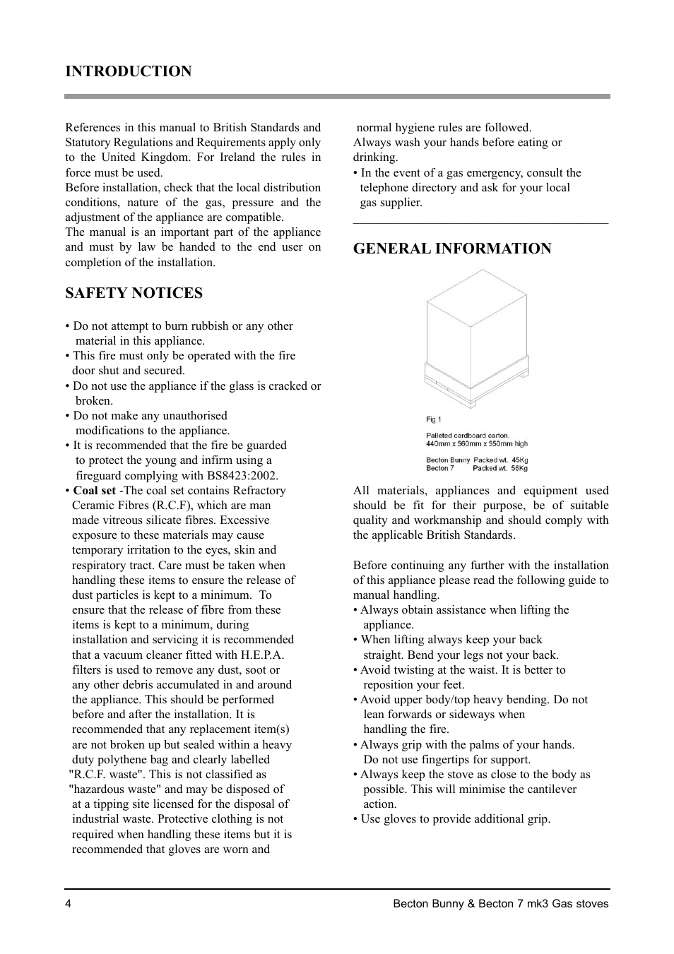 Safety notices, General information, Introduction | Aarrow Fires Becton 7 mk3 User Manual | Page 4 / 32