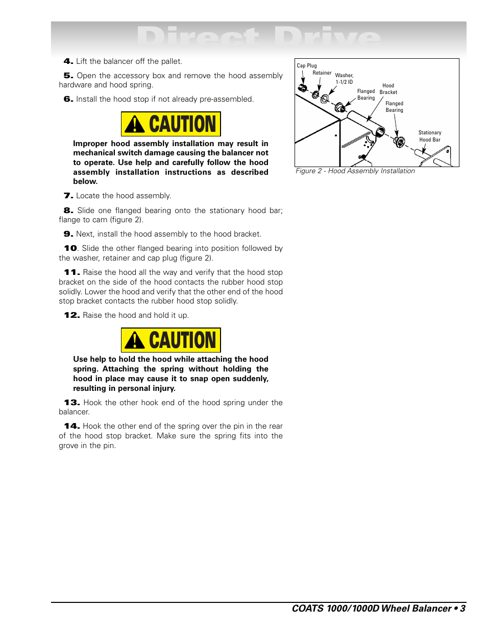 Direct drive, Caution | COATS 1000 / 1000D Balancer User Manual | Page 9 / 24