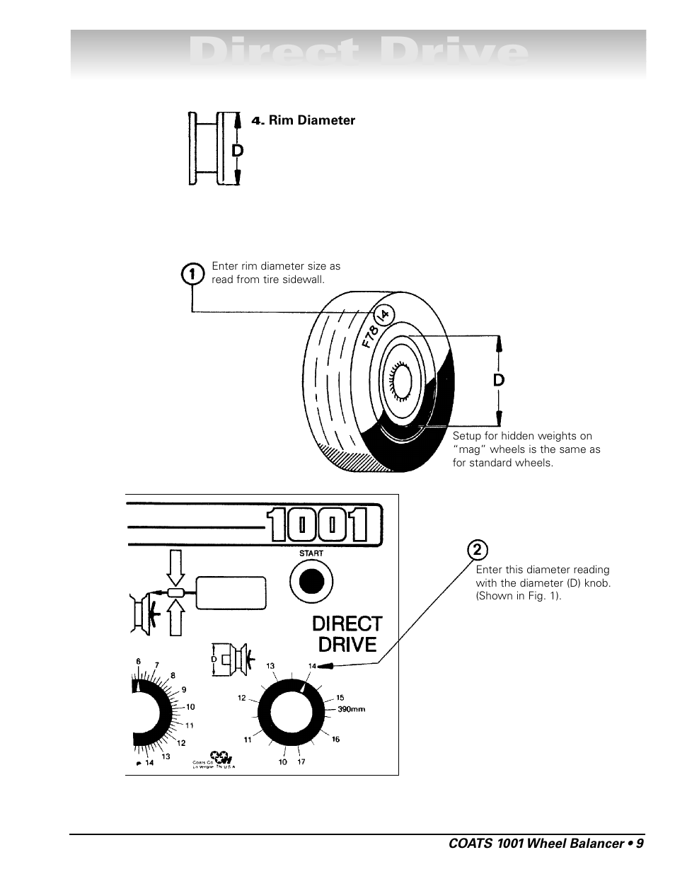 Direct drive | COATS 1001 & 1001SC Balancer User Manual | Page 15 / 24