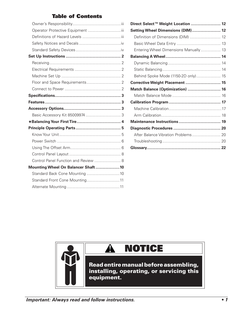 COATS 1100 Series Balancer User Manual | Page 5 / 28