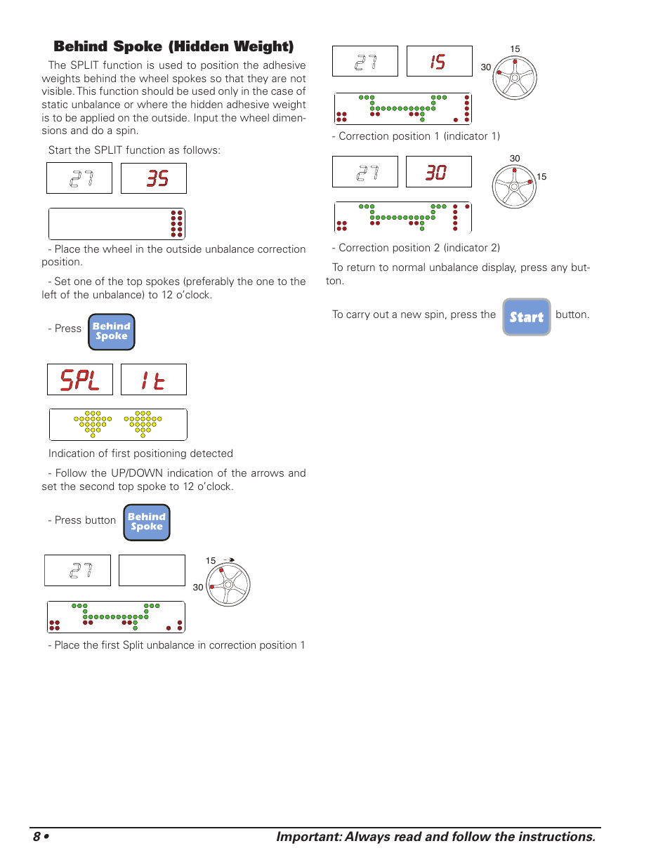 Behind spoke (hidden weight) | COATS 1175 Series Balancer User Manual | Page 14 / 24