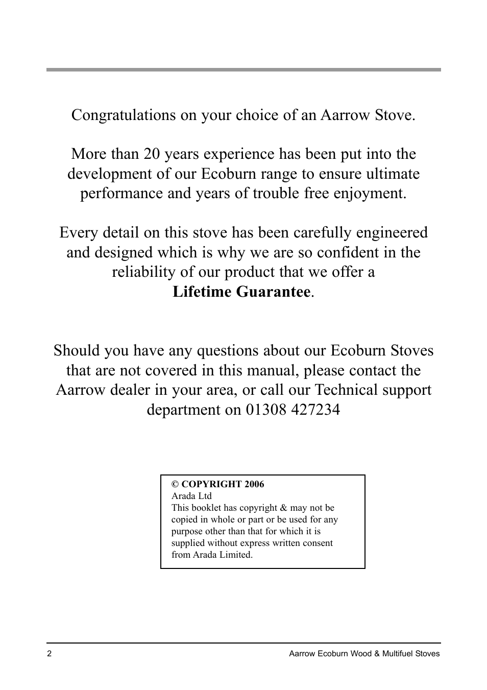 Aarrow Fires EcoBurn BK043 User Manual | Page 2 / 36