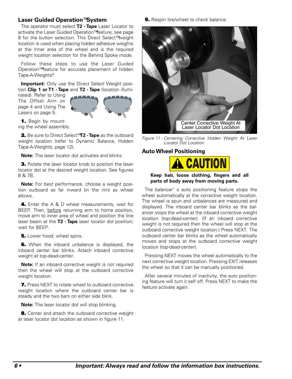 Caution | COATS 1250 Series Balancer User Manual | Page 12 / 28