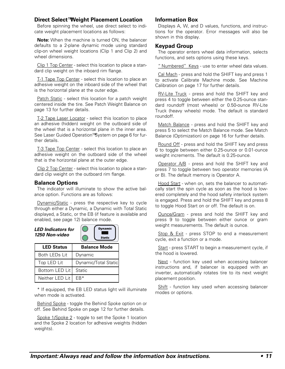 COATS 1250 Series Balancer User Manual | Page 17 / 28