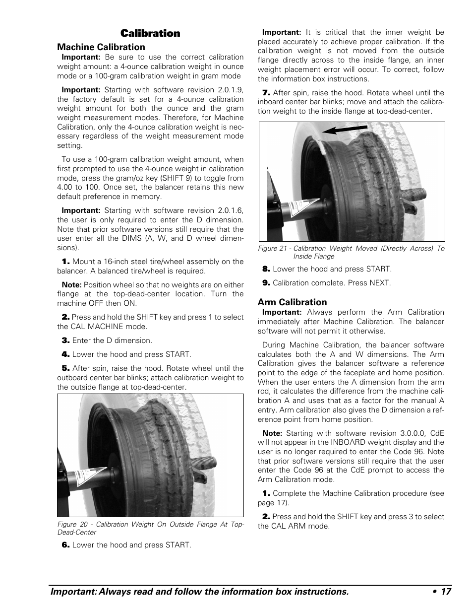 Calibration | COATS 1250 Series Balancer User Manual | Page 23 / 28