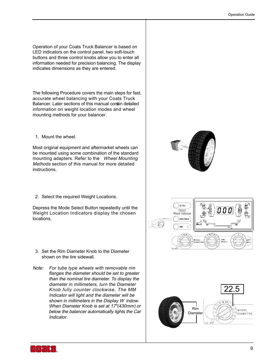 Balancing operation | COATS 6200HS Truck Wheel Balancer User Manual | Page 15 / 40