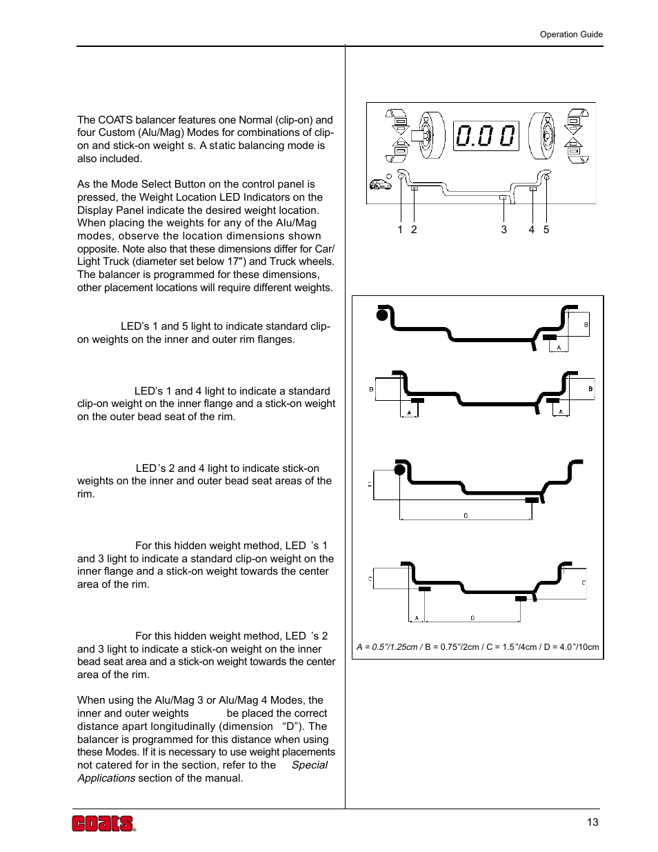 Weight modes | COATS 6200HS Truck Wheel Balancer User Manual | Page 19 / 40