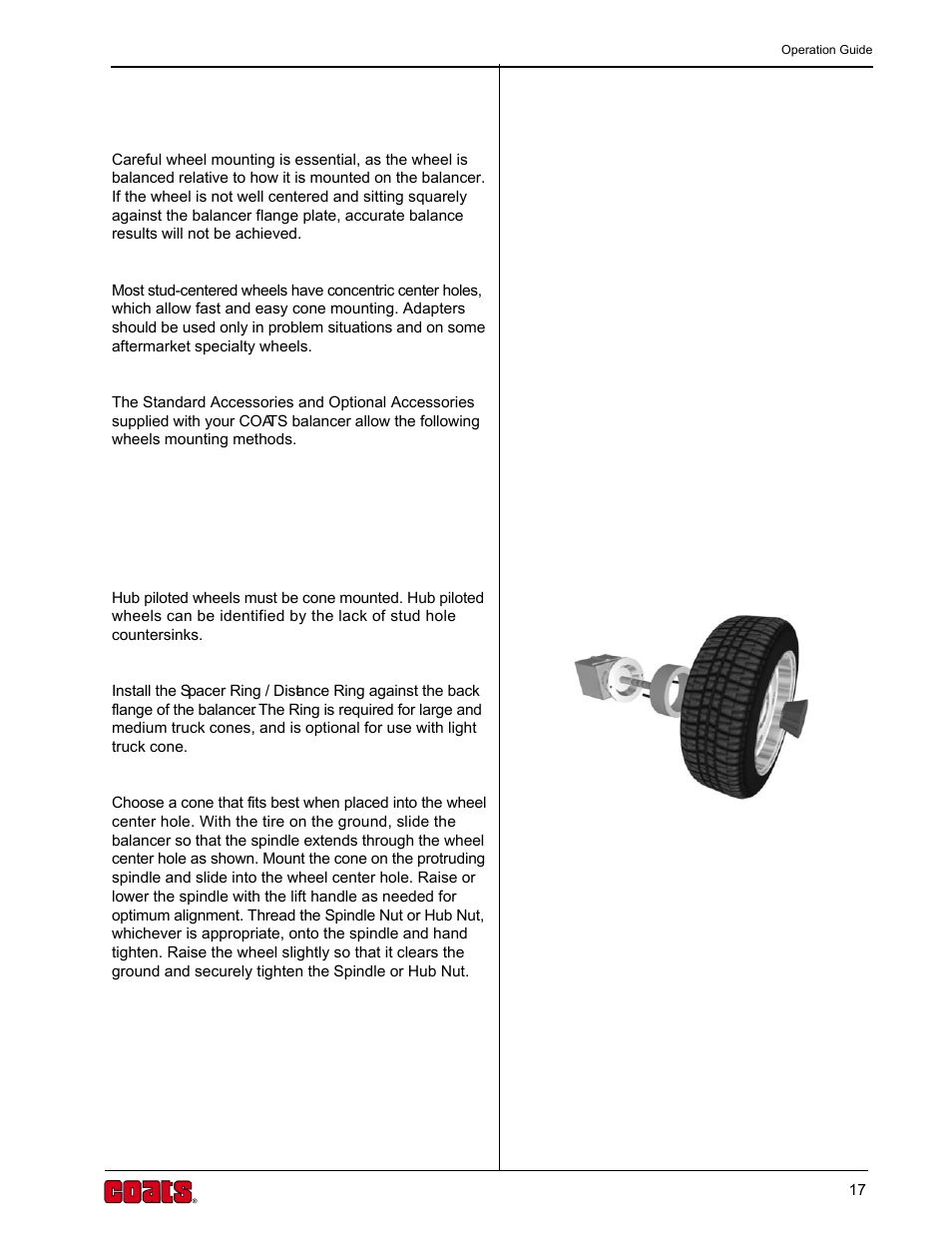 Wheel mounting | COATS 6200HS Truck Wheel Balancer User Manual | Page 23 / 40