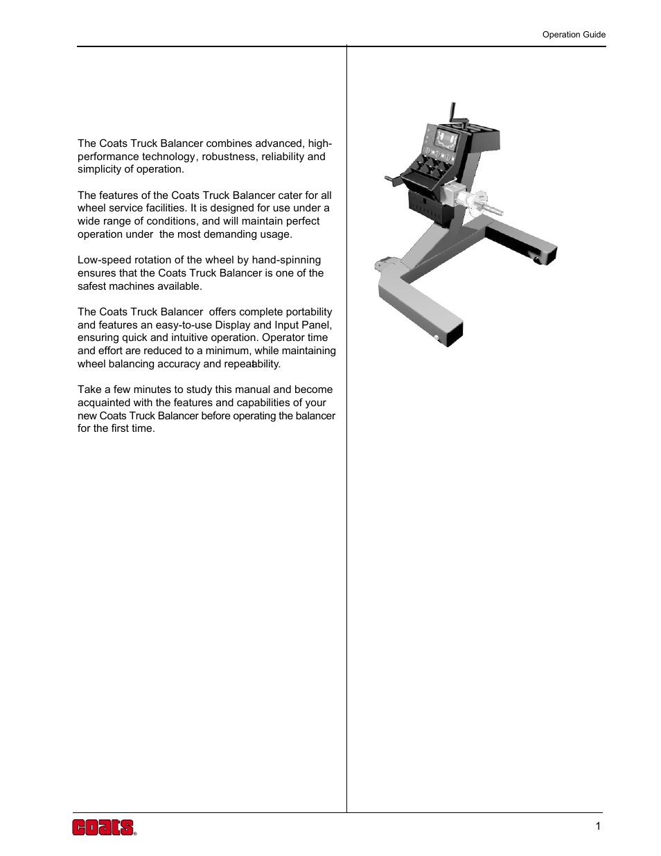 Introduction | COATS 6200HS Truck Wheel Balancer User Manual | Page 7 / 40