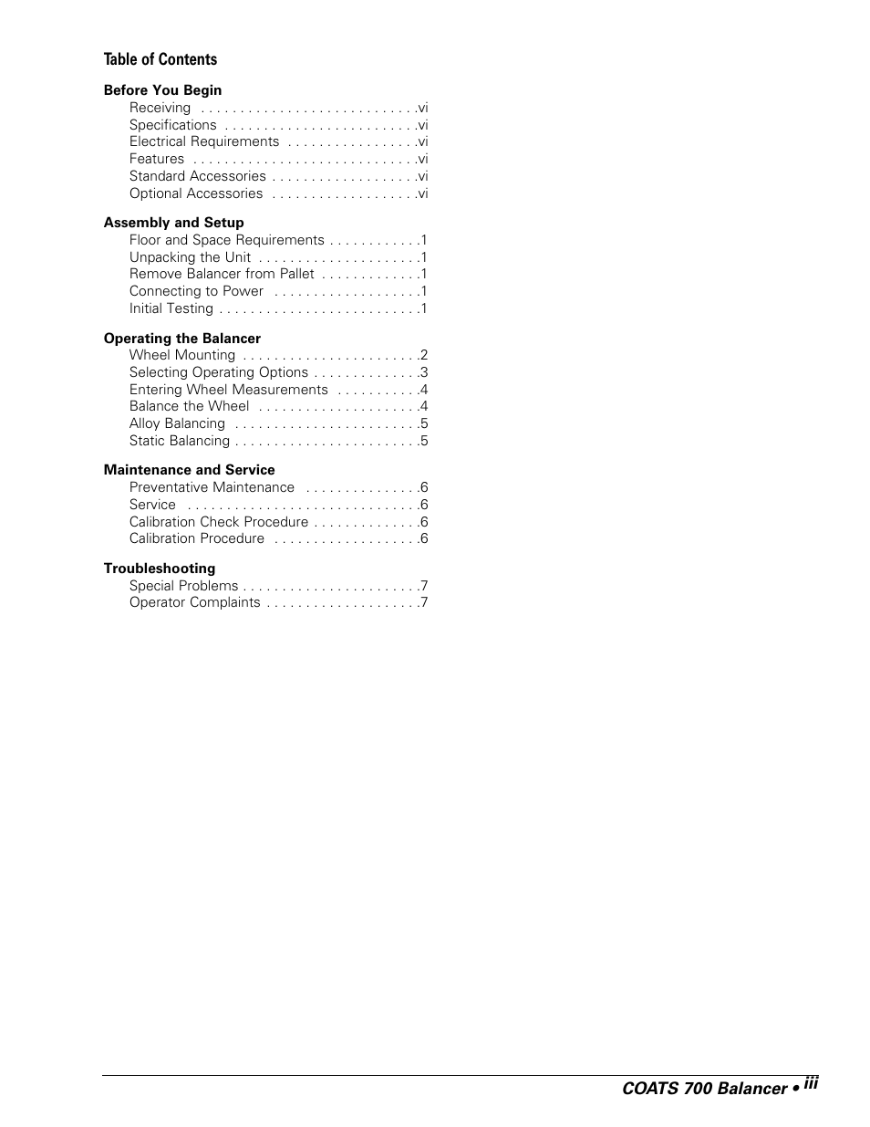 COATS 700 Solid State Wheel Balancer User Manual | Page 3 / 16