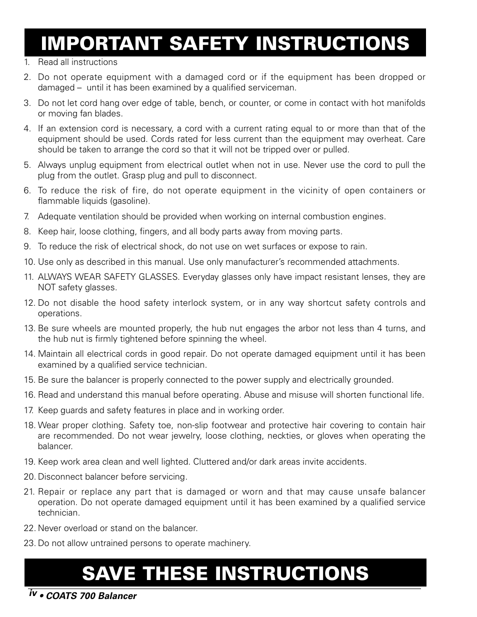 COATS 700 Solid State Wheel Balancer User Manual | Page 4 / 16