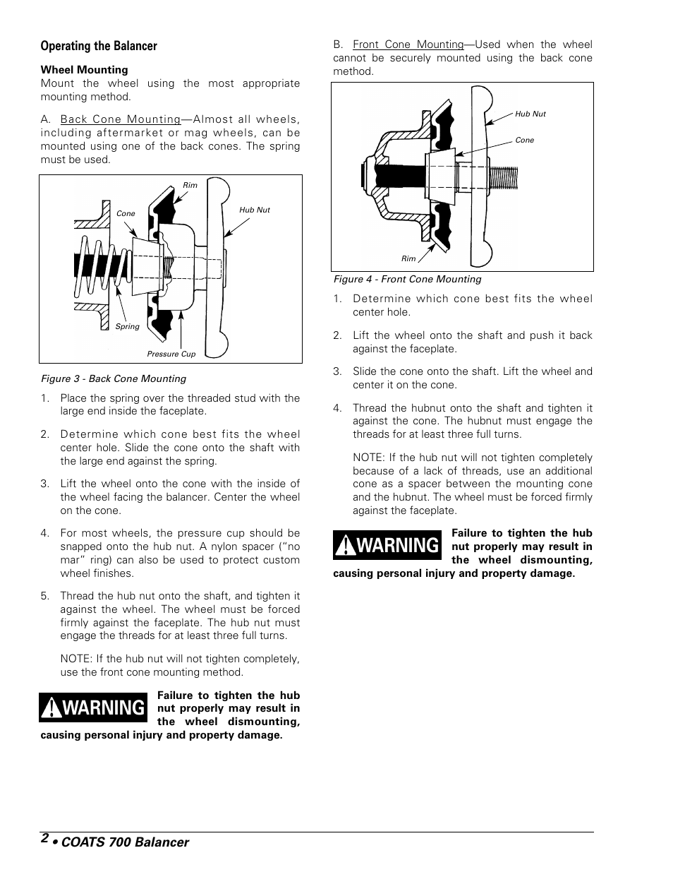 Warning, 2 • coats 700 balancer | COATS 700 Solid State Wheel Balancer User Manual | Page 8 / 16