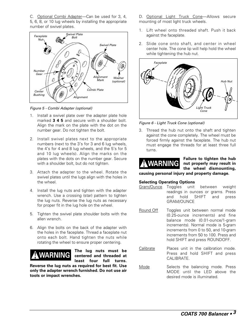 Warning, Coats 700 balancer • 3 | COATS 700 Solid State Wheel Balancer User Manual | Page 9 / 16