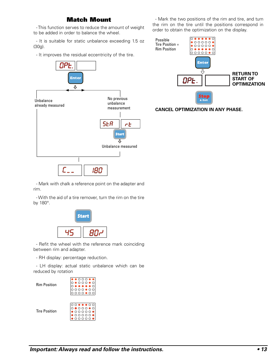 Match mount | COATS 875 Series Balancer User Manual | Page 19 / 28